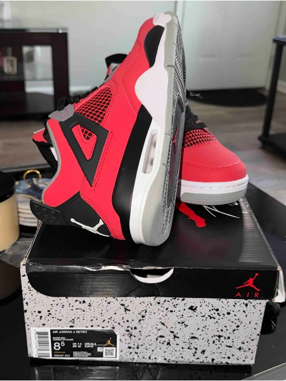 Jordan Red and Black Air Jordan 4 Sneakers
